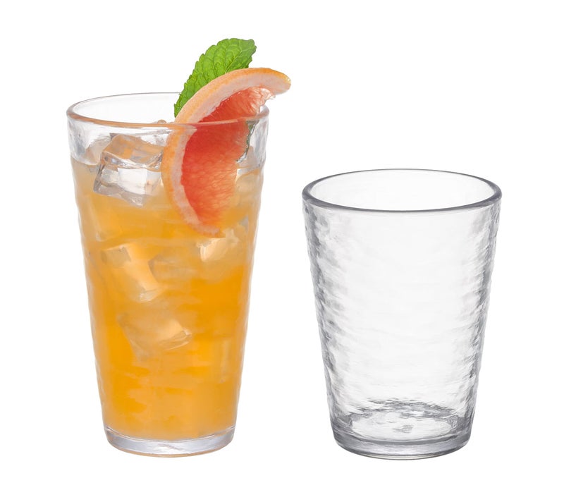 KLIFA RIPPLE 16  225 ounce Set of 8 Acrylic Tumbler  Highball Drinking Glasses Cups BPAFree Stackable Plastic Drinkware Dishwasher Safe Clear