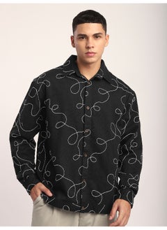 Beyoung Black Abstract Embroidered Shacket  - Image 2
