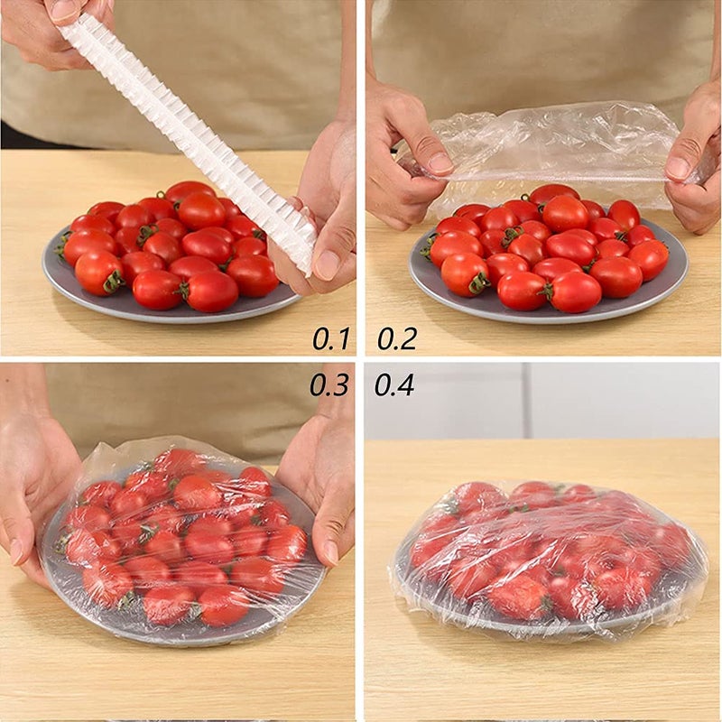 Zashvi Zashvi 100 Pcs Fresh Keeping Bags Cling Film Food Storage Covers for Fruit Preservation and Food Storage Reusable Elastic Food Storage Covers Plastic Adjustable  - Image 4