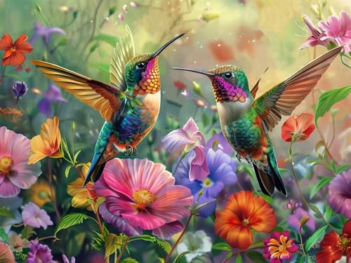 mrpwnle Hummingbird Diamond Art Kits for Adults Bird Diamond Painting Kits for Beginners 5D Diamonds Painting DIY Full Drill Gem Art Crafts Kit Home Wall Decor Gifts 16x12 inch - Image 1