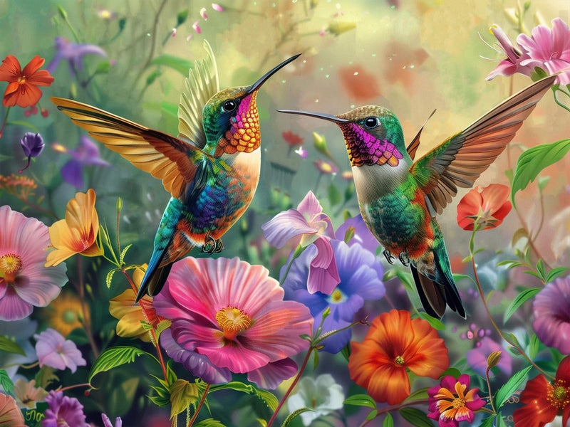 mrpwnle Hummingbird Diamond Art Kits for Adults Bird Diamond Painting Kits for Beginners 5D Diamonds Painting DIY Full Drill Gem Art Crafts Kit Home Wall Decor Gifts 16x12 inch - Image 3