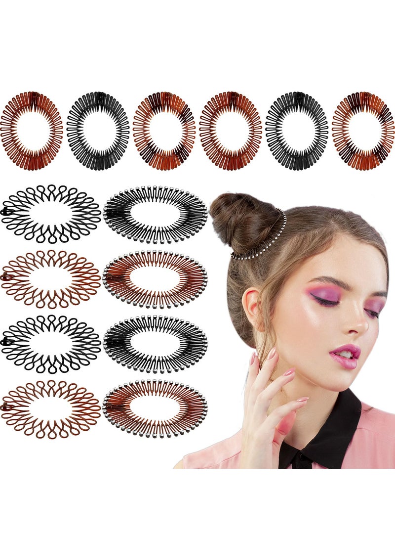 WILLBOND WILLBOND 14 Pcs Flexible Circle Hair Bands - Stretch Headbands with Tooth Comb for Women and Girls, 7 Fresh Color Styles 