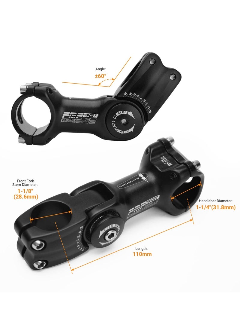 Captaintech Bike Stem, 110mm Adjustable MTB Stem, Aluminum Alloy Mountain Bike Handlebar Riser Extender, for Most Mountain Bike Road City Bike MTB - Image 3