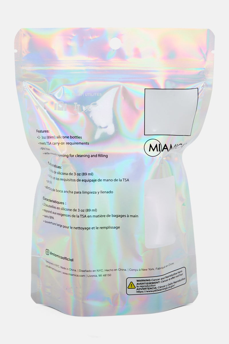 Miamica 2 Piece Allover Print Silicone Bottle Set 89 ml, Green - Image 2