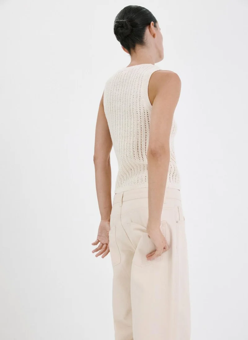 مانجو Openwork knit top