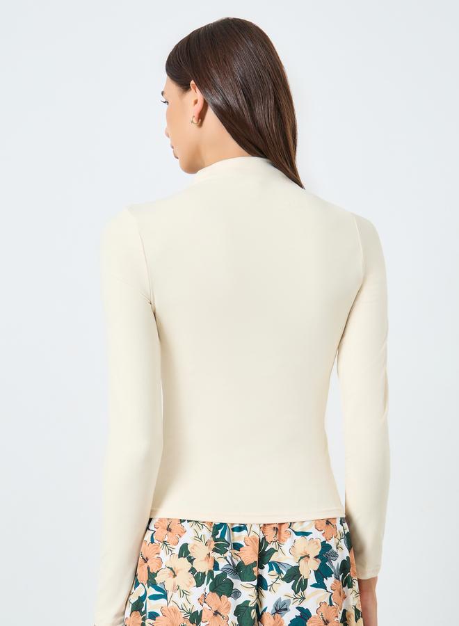Take Two Beige Long Sleeve Cutout Top - Image 5