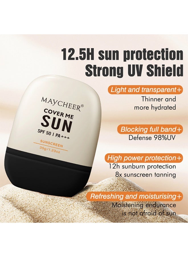 MAYCHEER Cover Me Sun SPF 50 | PA+++ Sunscreen, High Protection Lightweight Sun Cream, Oil-Control Non-Greasy UV Defense for Face & Body 35g - Image 5