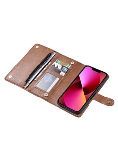 HuHa Case Cover For iPhone 13 ViLi GV Series MagSafe Magnetic Zipper Leather Phone Case Brown 