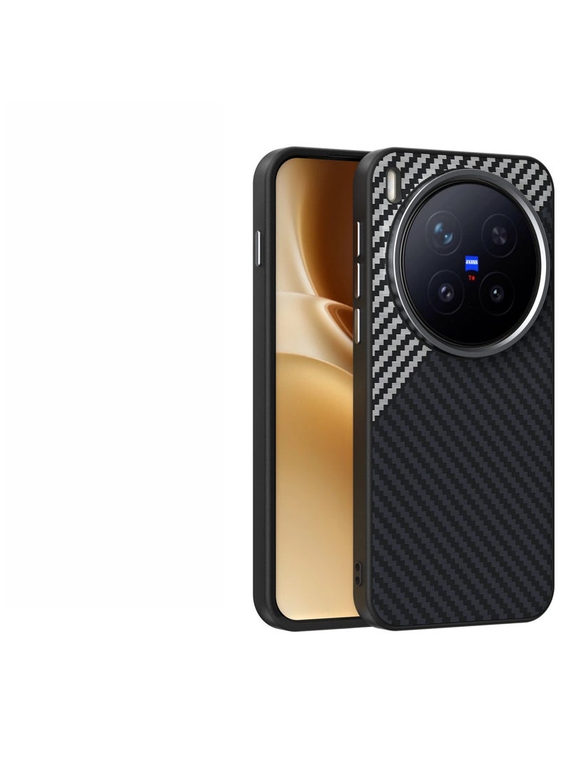 general Magnetic Protective Case Compatible with vivo X300 Pro Carbon Fiber Texture Anti-Fingerprint Ultra-Thin Shockproof Case Supports Wireless Charging