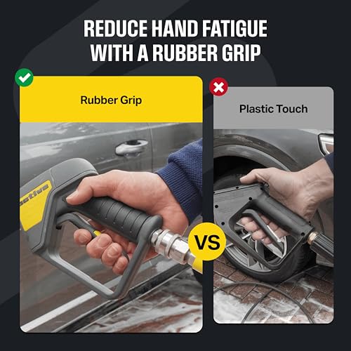 Active مسدس غسيل ضغط دوار نشط مع قابس دوار ذكر 3/8 بوصة مدمج لخرطوم غسيل الضغط ووصلة سريعة أنثوية 1/4 بوصة للفوهات والعصي ومدفع الرغوة لغسيل السيارات المنزلي والتفاصيل. - Image 4