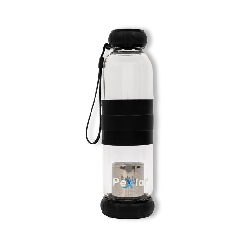 Pexlar Alkaline Water Filter Bottle Borosilicate Glass Alkaline Water Generator Black 500 ml - Image 1