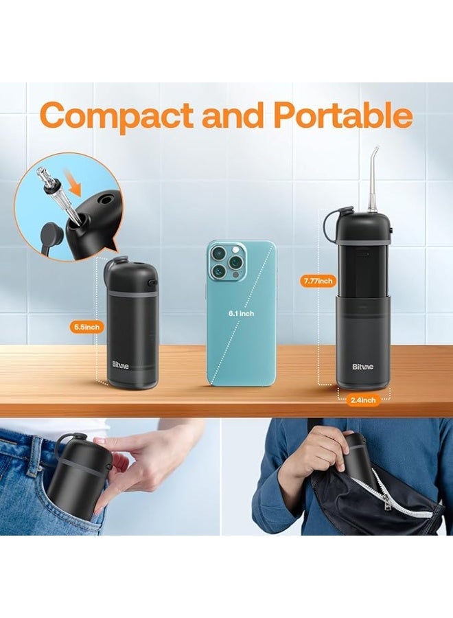 Bitvae P1 Portable Water Flosser for Teeth, Travel Water Flosser Teeth Picks, Cordless Mini Water Dental Flosser with Telescopic Water Tank, IPX7 Waterproof Rechargeable Oral Irrigator (Black) - Image 3