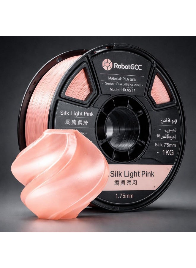 robotgcc PLA Silk Light Pink 1.75mm 3D Printing Material 1KG Spool for FDM 3D Printer Glossy Finish Smooth Extrusion Stable Diameter Low Warping Strong Layer Adhesion Easy Print High Precision Consistent Flow Decorative Models DIY Projects Premium Surface Effect - Image 2