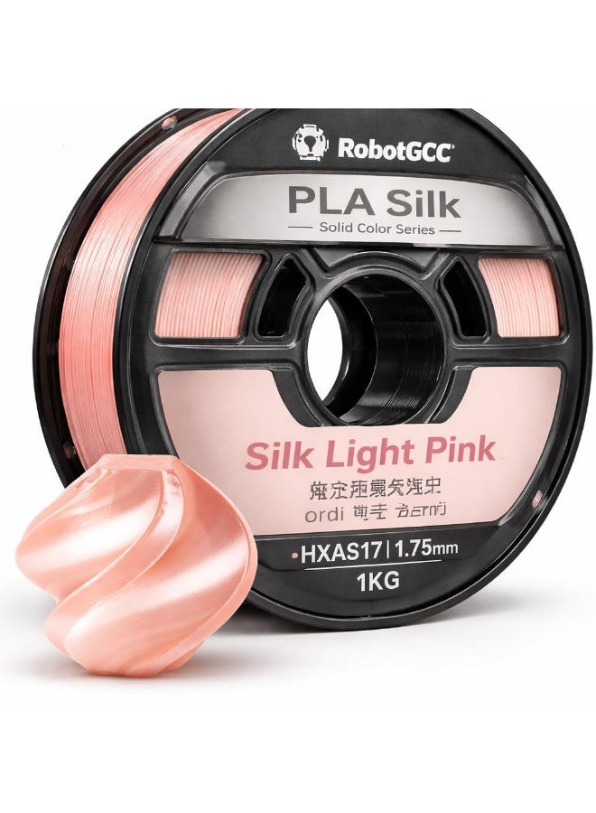 robotgcc PLA Silk Light Pink 1.75mm 3D Printing Material 1KG Spool for FDM 3D Printer Glossy Finish Smooth Extrusion Stable Diameter Low Warping Strong Layer Adhesion Easy Print High Precision Consistent Flow Decorative Models DIY Projects Premium Surface Effect - Image 1
