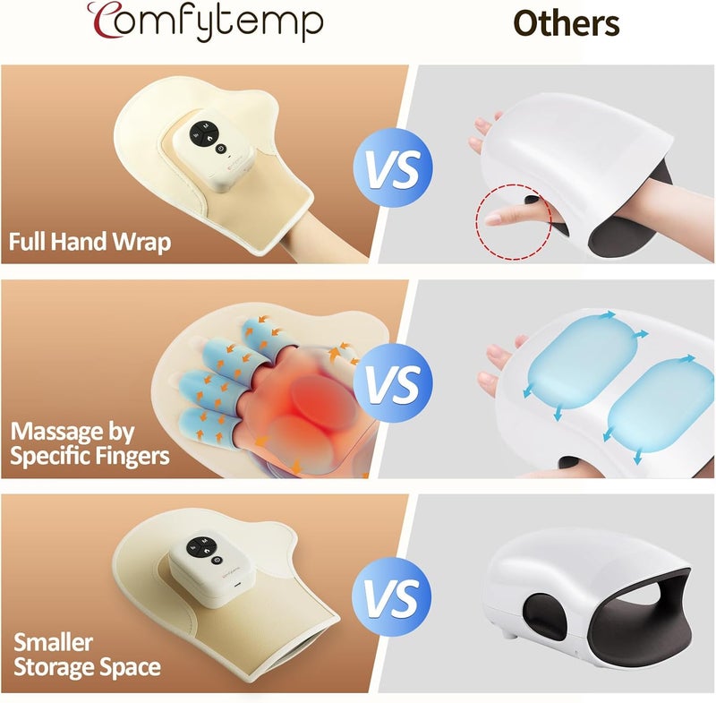 Comfytemp مدلك اليدين كومفيتمب مع ضغط حراري تدليك يد ساخن لمتلازمة النفق الرسغي والتهاب المفاصل مدلك معصم لاسلكي هدايا للأم - Image 5