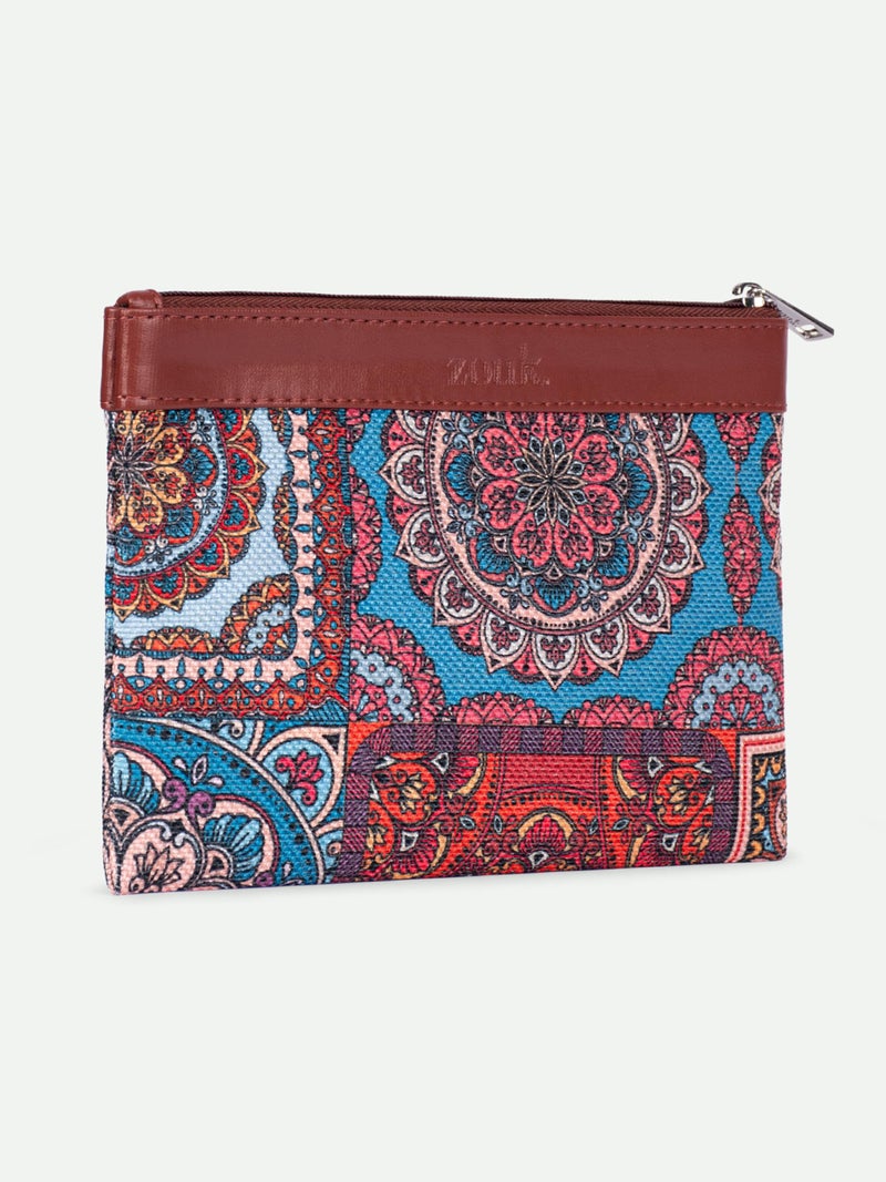 ZOUK Classic Utility Pouch | Travel Organizer Pouch | Multipurpose Makeup Pouch Bag for Daily Use & Travel |Aesthetic & Water-Resistant | Multicolor Mandala Print - Image 2
