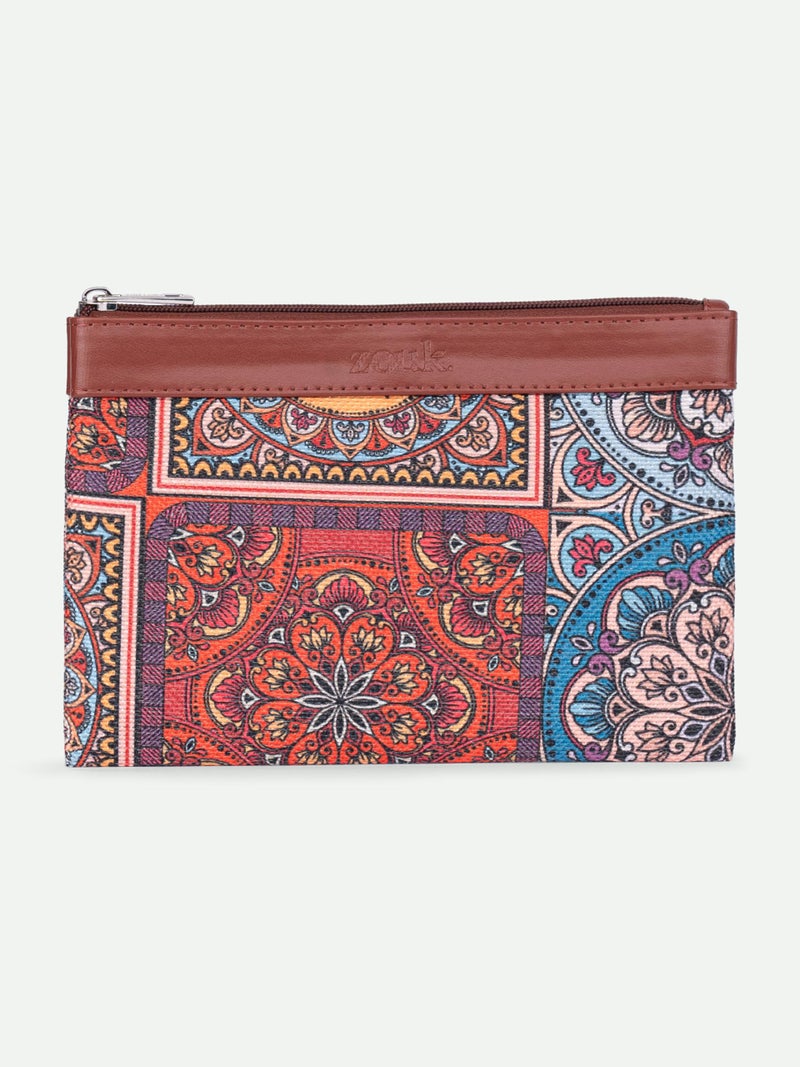 ZOUK Classic Utility Pouch | Travel Organizer Pouch | Multipurpose Makeup Pouch Bag for Daily Use & Travel |Aesthetic & Water-Resistant | Multicolor Mandala Print - Image 3