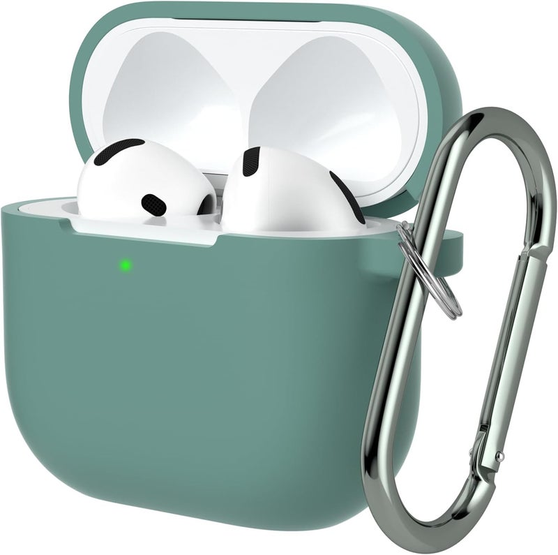 CERLINK AirPods 4 Case Cover Soft Silicone Material 2024, Full Protective Case Cover for Apple Airpods 4 with Anti-Lost Keychain (Green) - Image 1