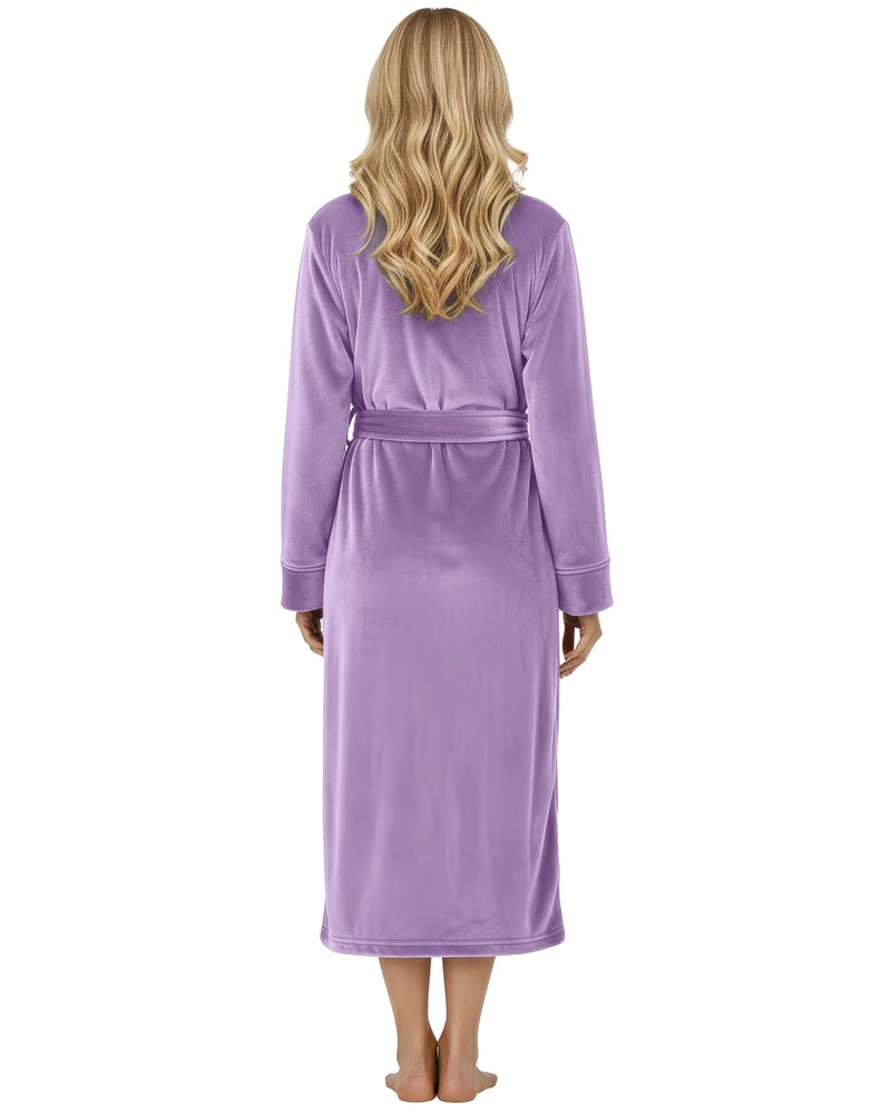 NY Threads Premium Womens Robe, Plush Fleece Long Bath Robe for Women, Fluffy Soft Women's Bathrobe, Large, Lavender - Image 2