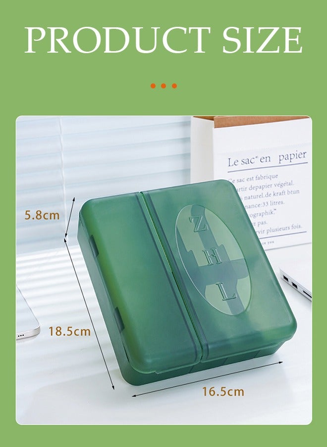 DUNISO Data Cable Organizer, Data Cable Organizer Storage Box With Lid Green Cable Management Box With Separable Lattice,Clear Cord Organizer With 7 Compartment for Home, Office, Data Centers - Image 2
