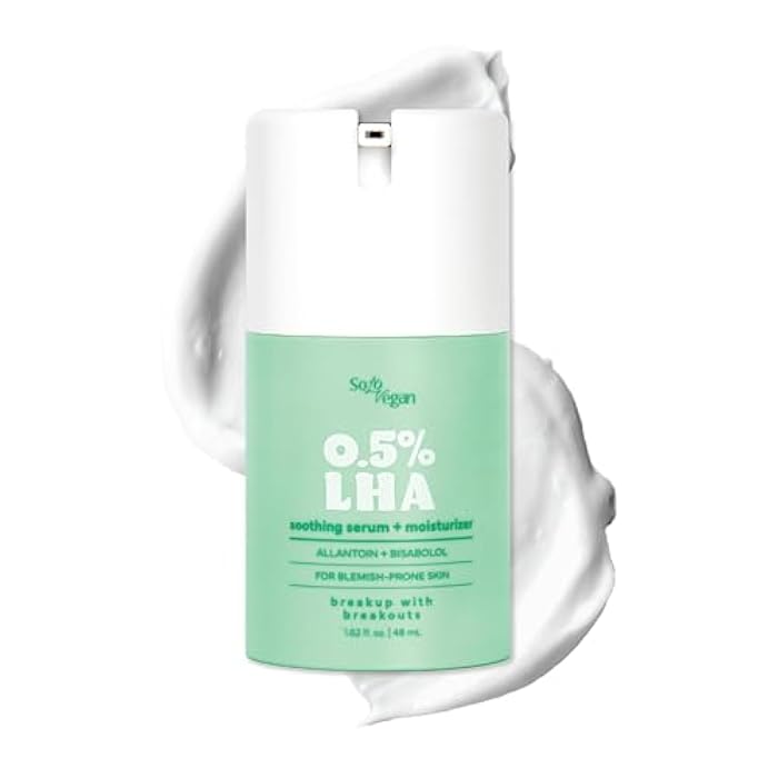 SoloVegan LHA Serum + Moisturizer | Hydrating, Moisturizing, Vegan Korean Skincare for Sensitive, Acne-Prone Skin (Facial Serum, 1.62 fl.oz) - Image 1