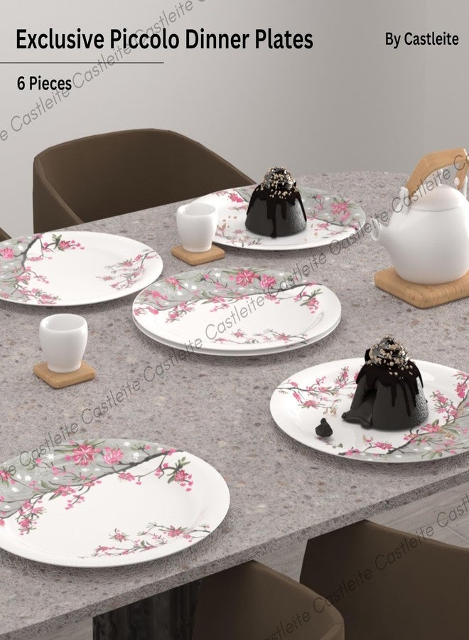 Castleite Piccolo Melamine Dinner Plates Set of 6 - Full Size 11', Break Resistant, Round Designer Plate for Eating or Serving in Home, Kitchen Use or Cafe, Stainless (Rouge Blush) - Image 4