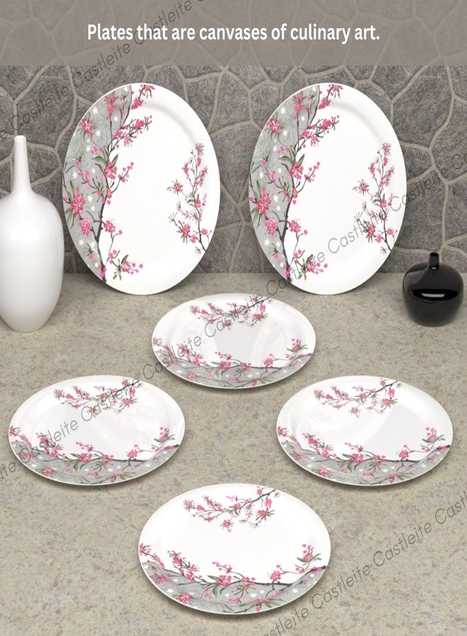 Castleite Piccolo Melamine Dinner Plates Set of 6 - Full Size 11', Break Resistant, Round Designer Plate for Eating or Serving in Home, Kitchen Use or Cafe, Stainless (Rouge Blush) - Image 2