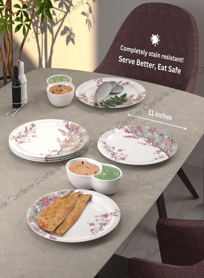 Castleite Piccolo Melamine Dinner Plates Set of 6 - Full Size 11', Break Resistant, Round Designer Plate for Eating or Serving in Home, Kitchen Use or Cafe, Stainless (Rouge Blush) - Image 5