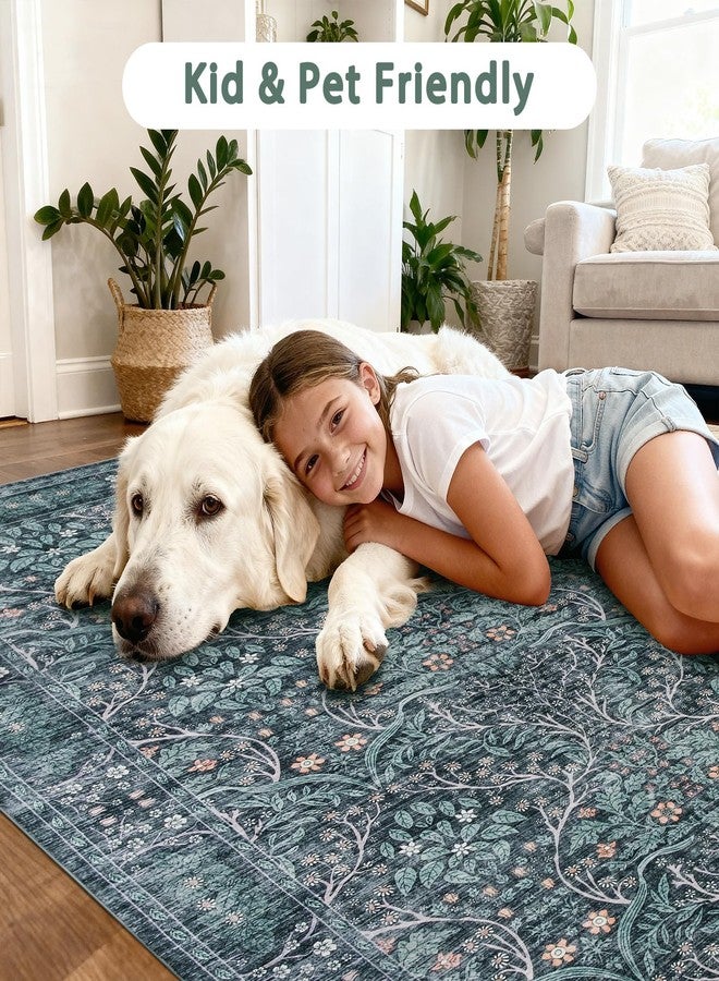 WEZVIX Retro Green Runners for Hallways,2x6 Washable Kitchen Runner Rug，Vintage Soft Low Pile Long Carpet for Kids Room Non-Slip Stain Resistant Runner for Bathroom Hall Kitchen Office Stair - Image 4
