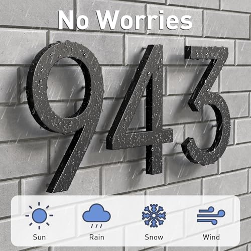 HANPIU Modern House Numbers for Outside Address Number - 7 Inch Metal Black House Number 5, 3D Effect Large Floating Door Numbers for Home Street Office - Image 4