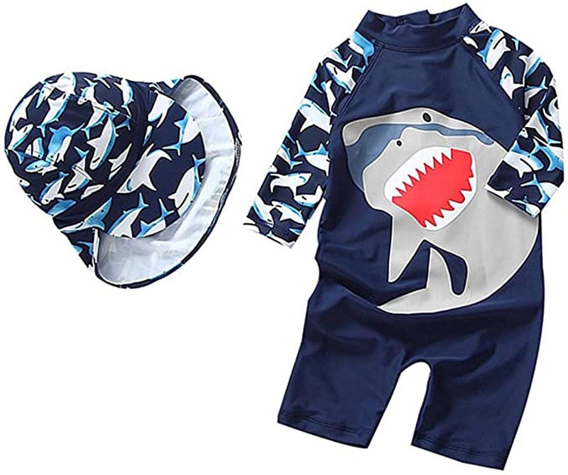 Best for All Best for All Baby Boys Kids Swimsuit One Piece Zipper Bathing Suit Rash Guard with HatNavy 69 Months 