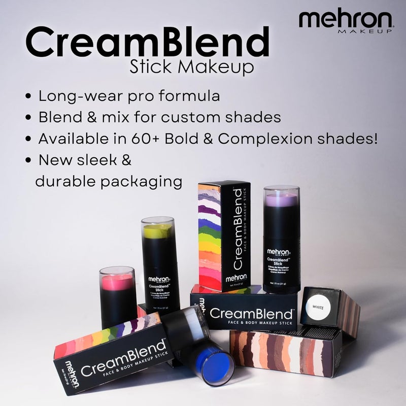Mehron CreamBlend Stick - Light Grey - Full Coverage Cream Makeup - Image 5