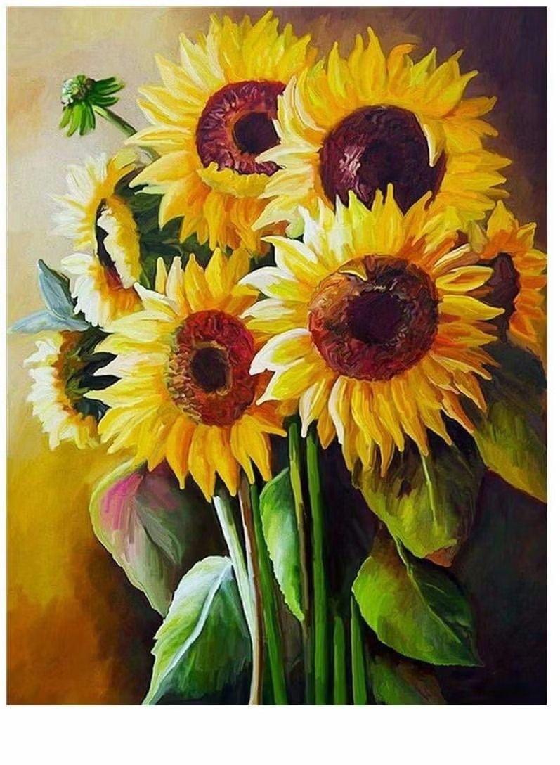 DIY 5D Diamond Painting Kits for Adults Kids Full Drill Round Crystal Rhinestone Gem Dimond Art Begginner Perfect Home Wall Decor Sunflowers - Image 1