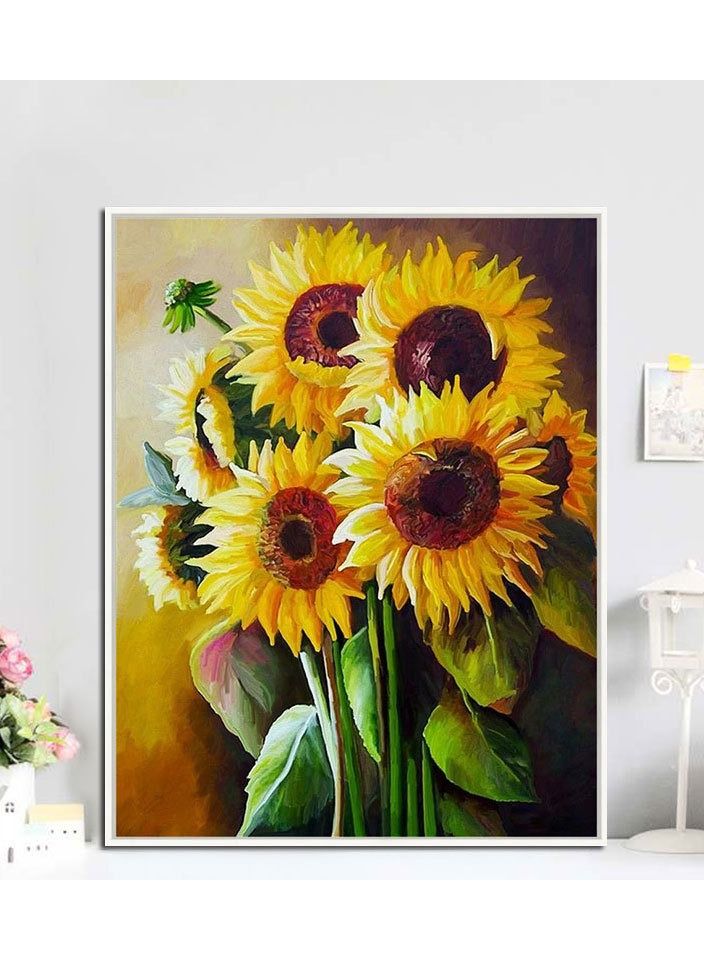 DIY 5D Diamond Painting Kits for Adults Kids Full Drill Round Crystal Rhinestone Gem Dimond Art Begginner Perfect Home Wall Decor Sunflowers - Image 3