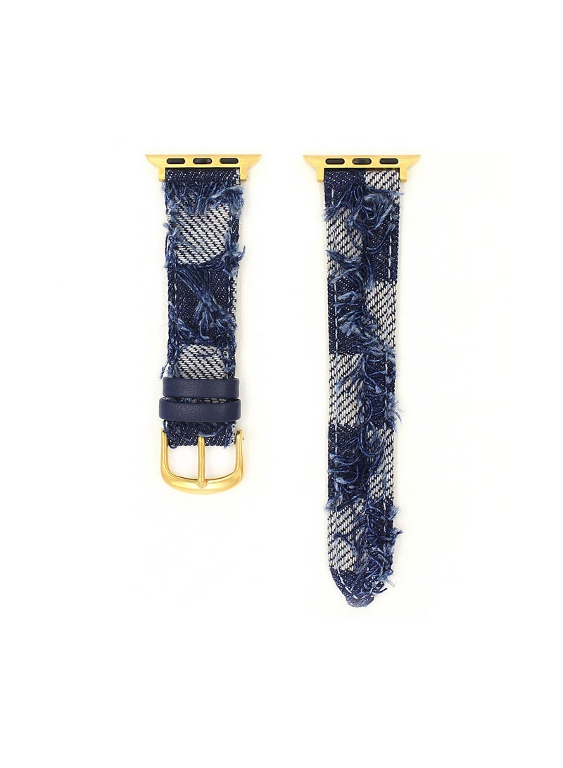 EBMINI Denim Patchwork Cowhide Tassel Watch Strap42/44/45/49mm