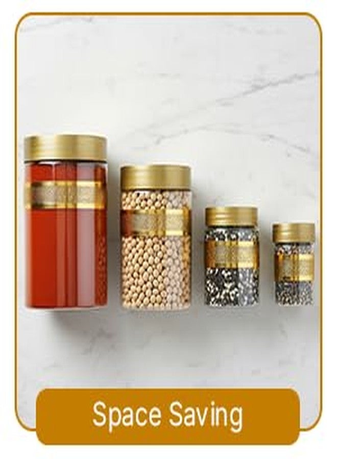 Premium Gold Finish Stackable Plastic Spice Jar Set with Airtight Lids, Modular Kitchen Storage Containers for Masala, Dry Fruits, Pulses & Snacks, Luxury Organizer Set (24) - Image 4