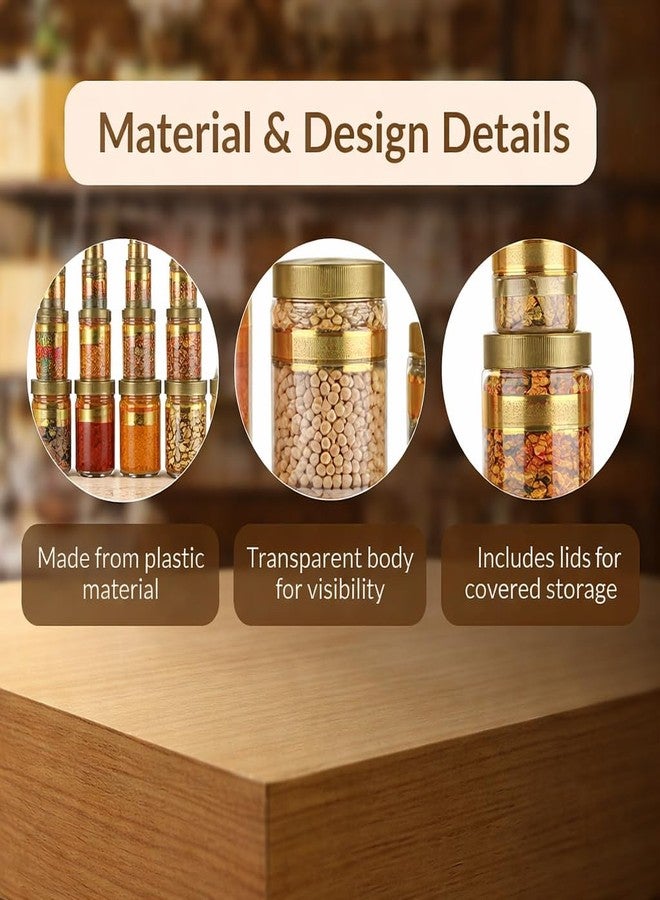 Premium Gold Finish Stackable Plastic Spice Jar Set with Airtight Lids, Modular Kitchen Storage Containers for Masala, Dry Fruits, Pulses & Snacks, Luxury Organizer Set (24) - Image 2