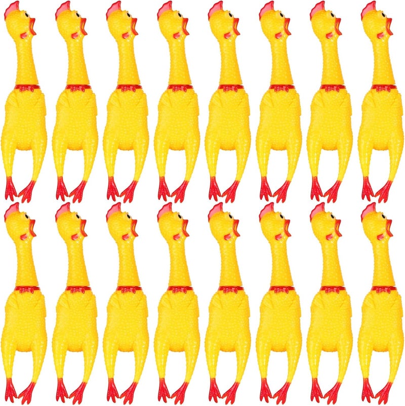 Sratte 16 Pack Screaming Chicken Toys Bulk Squeaky Rubber Chicken Large Squeaking Chicken Toy Squeeze Chicken Noisemaker Dog Squeak Durable Toys for Pet Chew Gifts Prank Novelty Toy(Yellow, 15 Inch) - Image 1