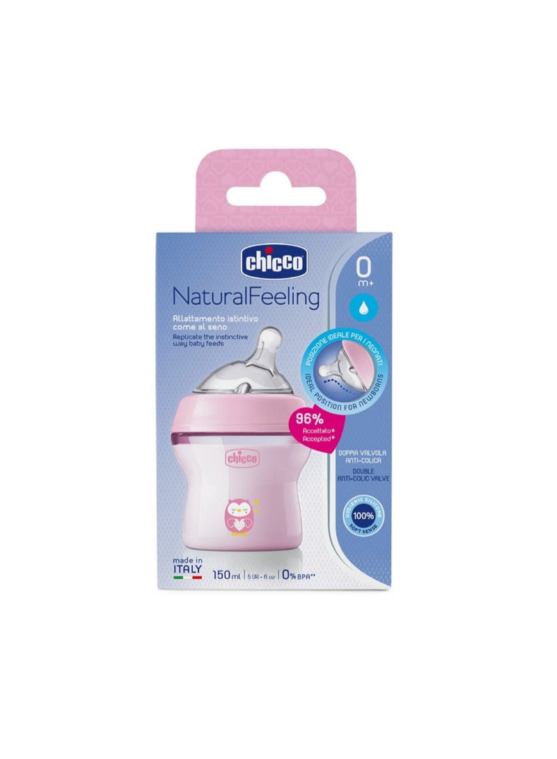 Chicco NaturalFeeling Baby Feeding Bottle 150ml, Soft Silicone Teat, Newborn - Image 4