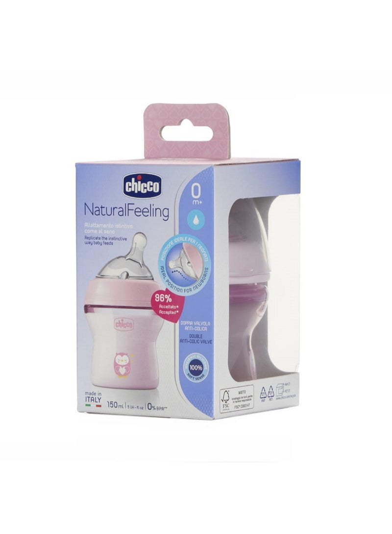 Chicco NaturalFeeling Baby Feeding Bottle 150ml, Soft Silicone Teat, Newborn - Image 5