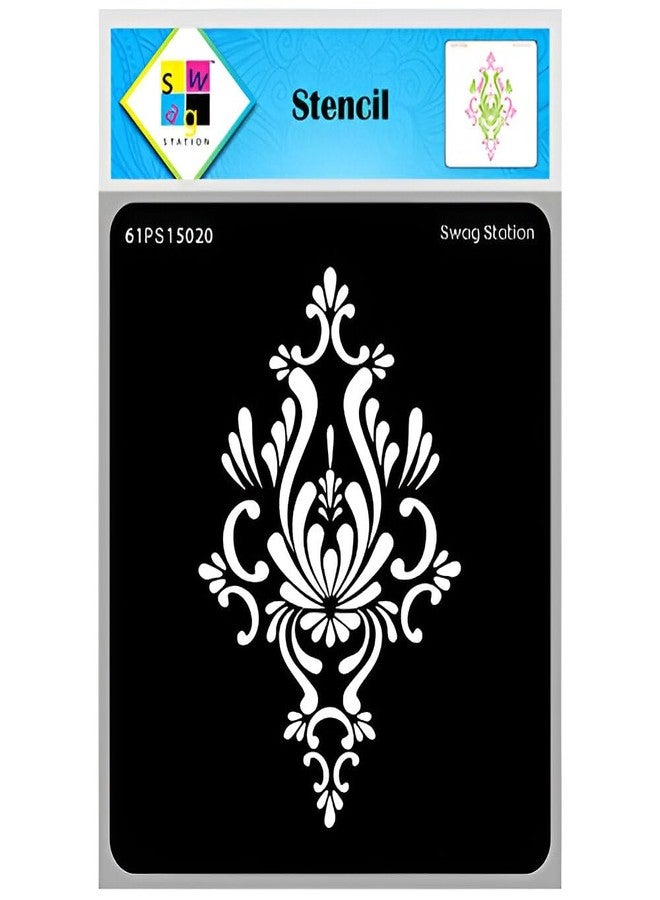 SWAGSTATION قالبان قابلان لإعادة الاستخدام من SWAGSTATION بنقوش هندية، مثاليان للرسم والفنون والحرف اليدوية - مقاس 6x6 بوصة، مناسبان للوسائط المتعددة، والرسم على الجدران، وديكور المنزل، وألبومات الصور، وصناعة البطاقات، والرسم على القماش - قالب جداري صغير - Image 1