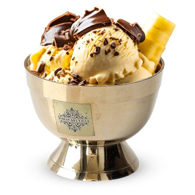 INDIAN ART VILLA Bronze Shine Finish Ice Cream Bowl with Bronze Bottom, 200 ml (Pack of 4) - Image 2
