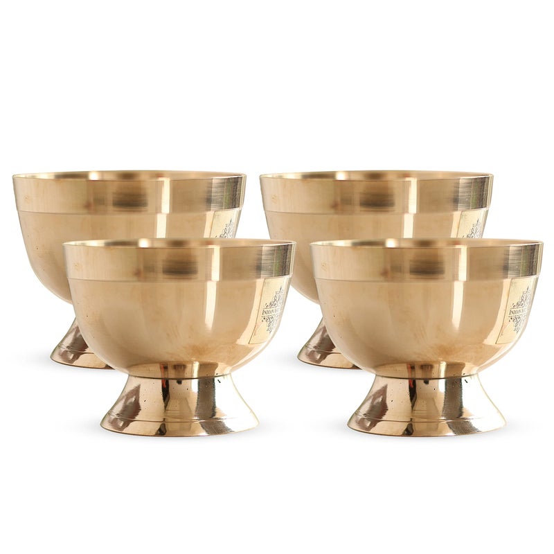 INDIAN ART VILLA Bronze Shine Finish Ice Cream Bowl with Bronze Bottom, 200 ml (Pack of 4) - Image 1