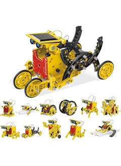 Stem Kids Solar Powered Transformer Robot Educational Learning Engineering Building Toy 12 In 1 Creative Unique Transformation Renewable Energy Science Experiment Diy Kit Boy Girl Age 8 Plus