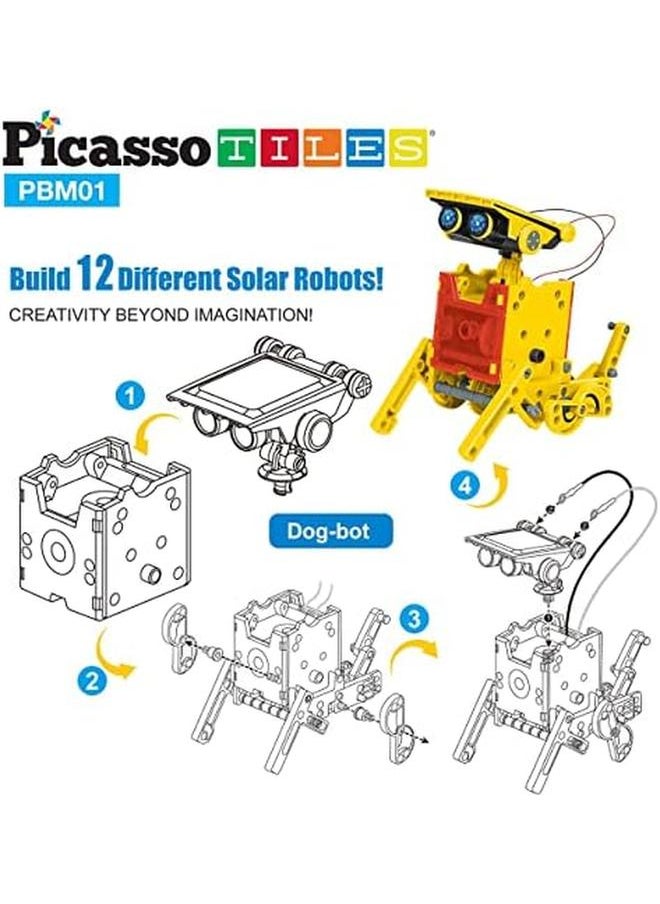 PicassoTiles - Stem Kids Solar Powered Transformer Robot Educational Learning Engineering Building Toy 12 In 1 Creative Unique Transformation Renewable Energy Science Experiment Diy Kit Boy Girl Age 8 Plus - Image 1