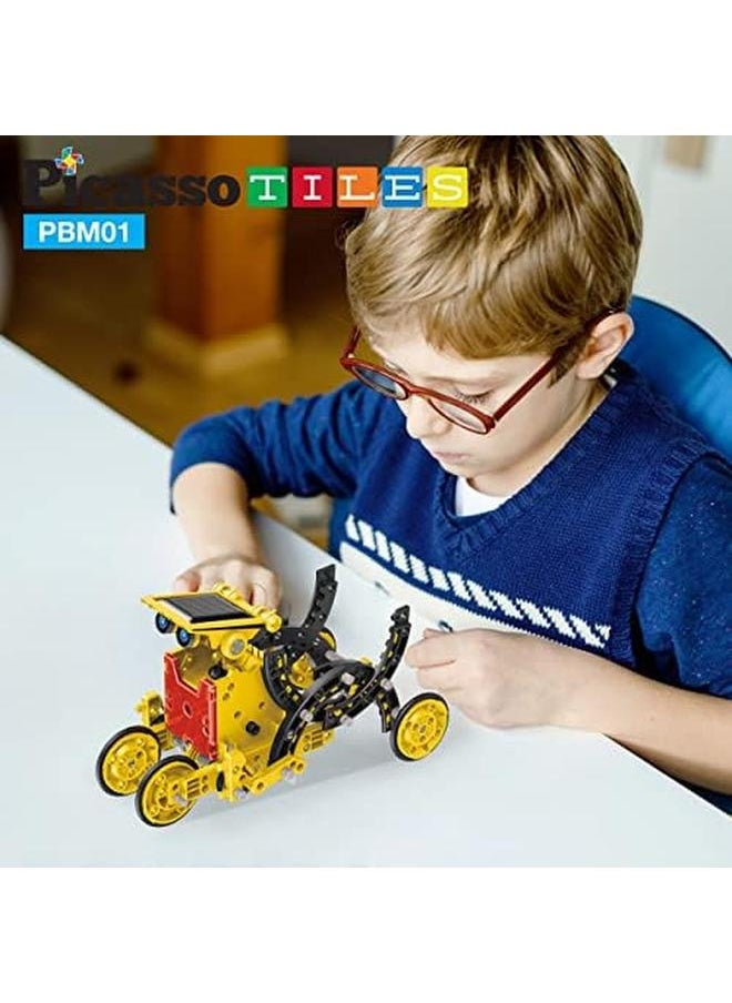 PicassoTiles - Stem Kids Solar Powered Transformer Robot Educational Learning Engineering Building Toy 12 In 1 Creative Unique Transformation Renewable Energy Science Experiment Diy Kit Boy Girl Age 8 Plus - Image 1