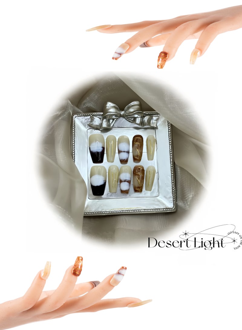 Nails lamp UV led professional,Handmade Fake Nail,Manicure Sets,Nail KitPress on Nails for Make up Gifts,Stick On Nails French Tip,Fake Nails for Women (Desert Light) - Image 5