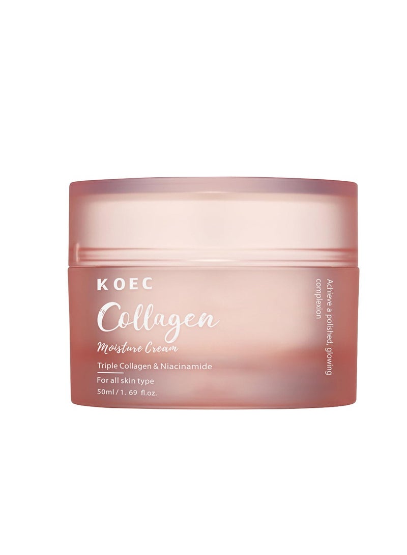 KOEC Triple Collagen Cream - Hydrating & Firming Moisturizer with Hyaluronic Acid, Premium Elastin, Shea Butter - Wrinkle Care & Boosts Elasticity - Image 1