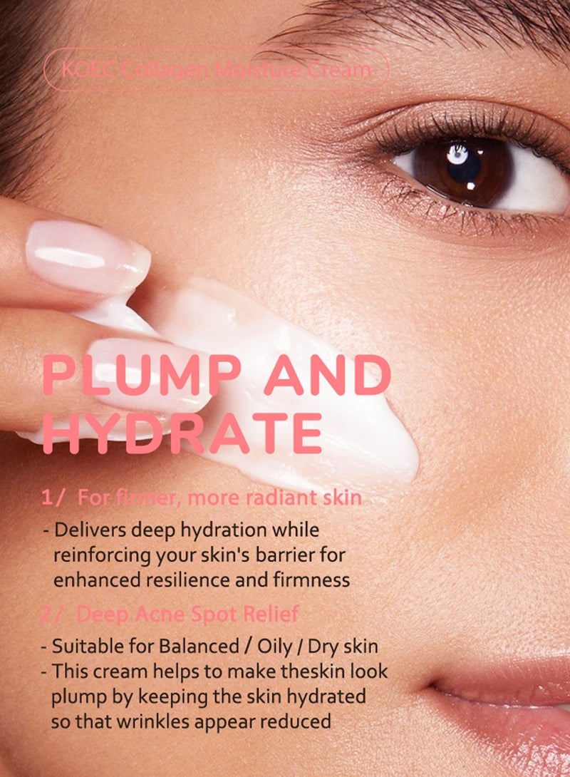 KOEC Triple Collagen Cream - Hydrating & Firming Moisturizer with Hyaluronic Acid, Premium Elastin, Shea Butter - Wrinkle Care & Boosts Elasticity - Image 4