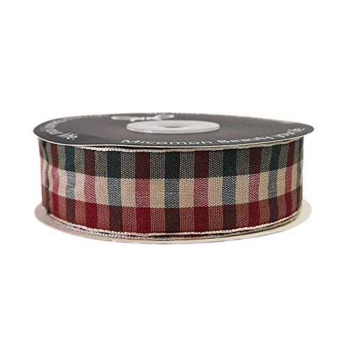 Micomon Gingham Checkered Christmas Ribbon - Red & Green, 25 Yards Each Roll, 100% Polyester (1") - Image 4